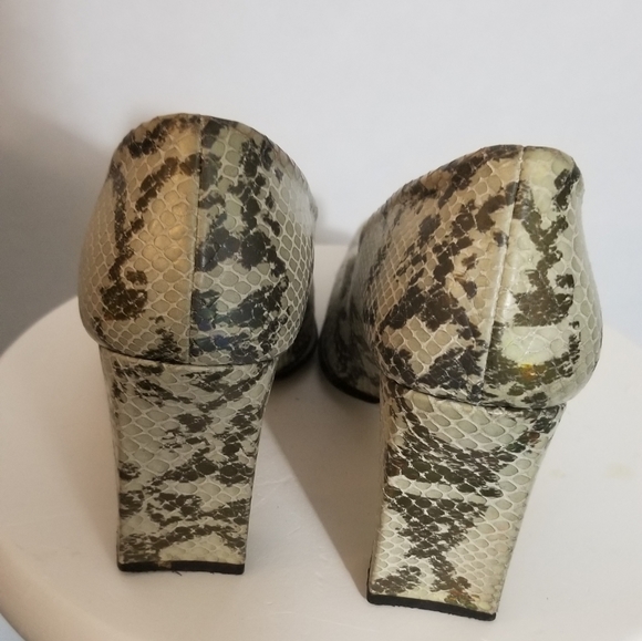 Proxy Olive Square Toe Reptile Leather Pumps Size 7 - Picture 4 of 6